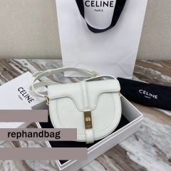 Celine Small Besace 16 Bag In Polished Calfskin In White