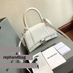Cheap Balenciaga White Hourglass Leather Top Handle Bag