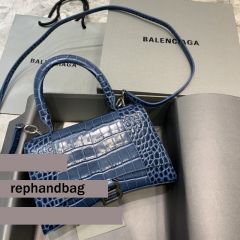 Balenciaga Hourglass New Cheap Bag Crocodile Royal Blue